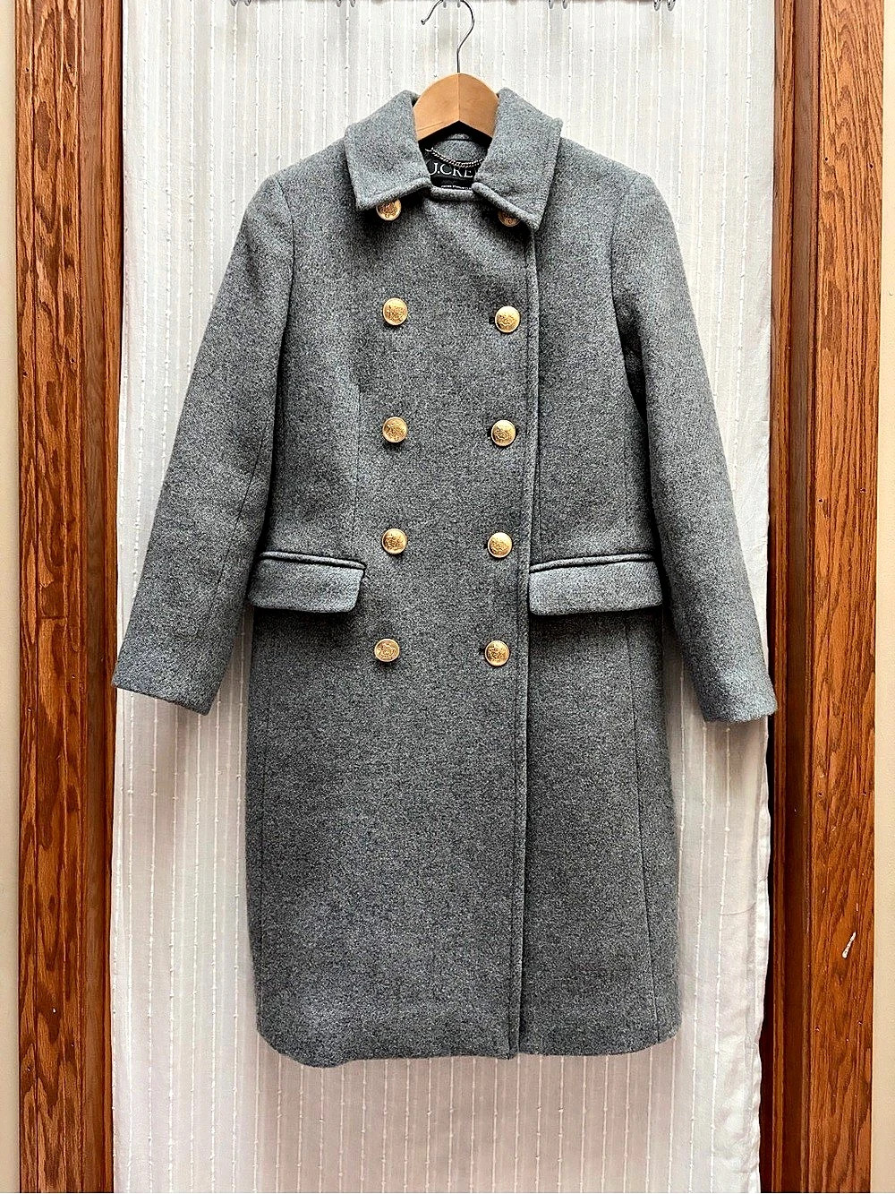 J.Crew Italian Stadium Cloth Gold Button Wool Long Coat 0P⁠